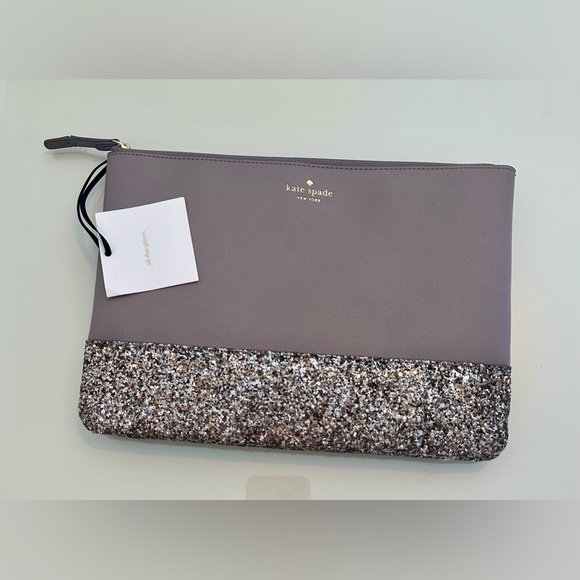 kate spade Handbags - Kate Spade Taupe and Glitter Clutch Greta Court Cityscape